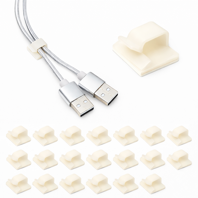 케이블 클램프 전선고정클립 선정리 홀더 케이블정리, 화이트, 20개