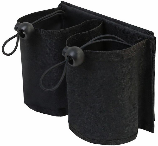 더블포켓 컵홀더 여행용 이동용 거치대 다용도 캐리어 유모차 손잡이, 검정, 1개