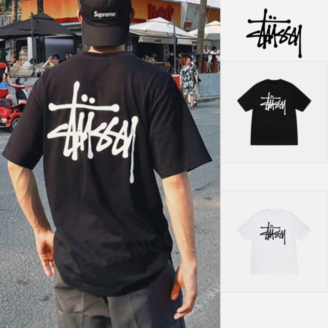 [당일발송] 스투시 본사 정품 베이직 티셔츠 공용 반팔 1905000 + GRAD 정품보증택