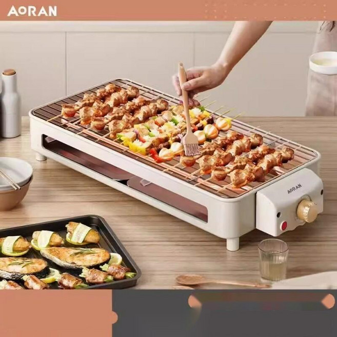 가정용 자동회전 꼬치구이 기계 미니 전기 그릴 양꼬치 닭꼬치 구이, 13. 업그레이드 (화이트 발열관)