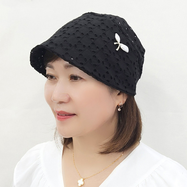 레이스 면 자개 리본 여성 두건 비니 모자 국내생산