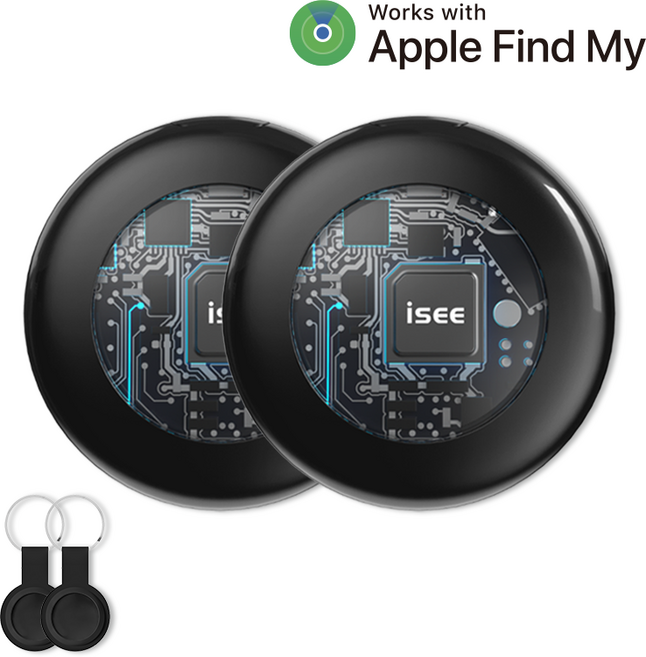 아이시(isee) 애플인증 아이폰 전용 Find My 아이시태그 트래커 스마트태그 미아방지 위치추적기 나의찾기 호환, 2개, 블랙(아이폰전용)