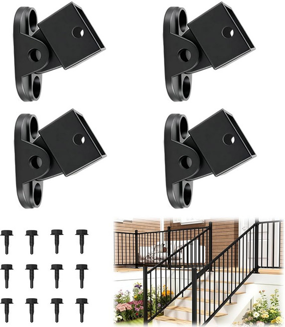 구웨조이 1팩 6피트 x 36인치 알루미늄 데크 난간 키트 AAMA 2604 u2013 등급 텍스처 매트 블랙 현관 야외 및 현관용 키트, The Stair Brackets