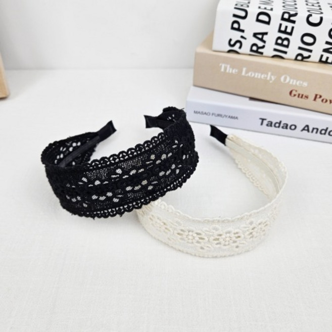 무이토린다 플라워 레이스 와이드 헤어밴드