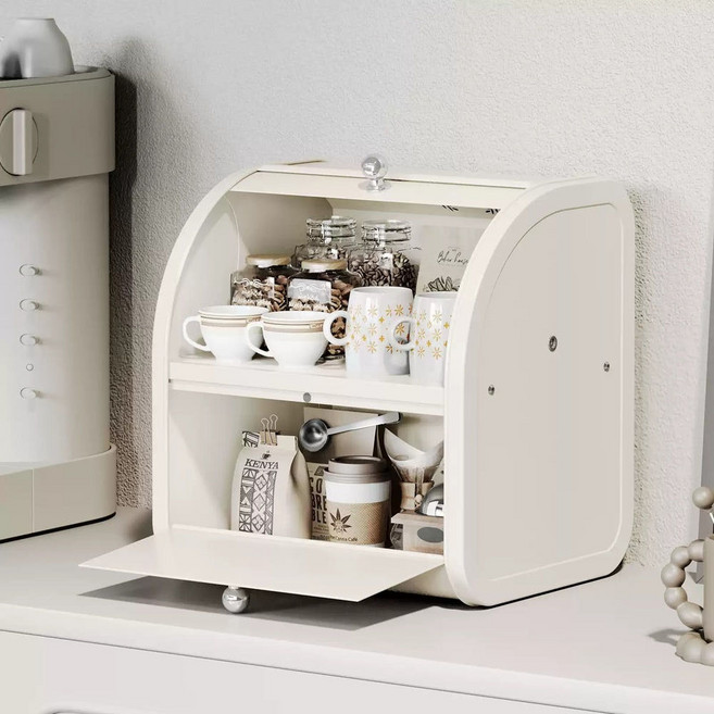 2단 브레드박스 식탁위 정리함 수납 플랩 빅사이즈 빵 약통 보관함 영양제 수납함