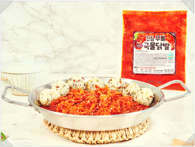 무뼈 국물닭발 불 튤림 매운 핫 직화 양념 냉동보관 캠핑 가정용 술안주 혼술 2인용 대용량 400그람, 1개, 400g