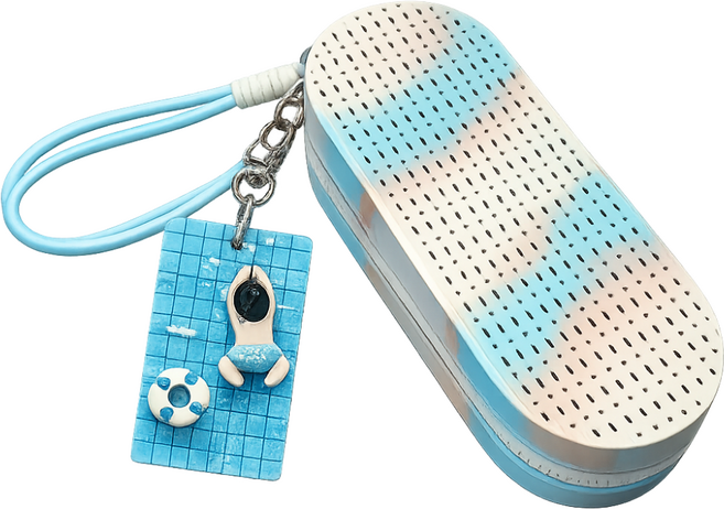 로로먼트 캐릭터 감성 실리콘 수경 케이스 통풍 에어홀 수영 안경 보관함 파우치 안티포그 보호, 1개, 아이스블루