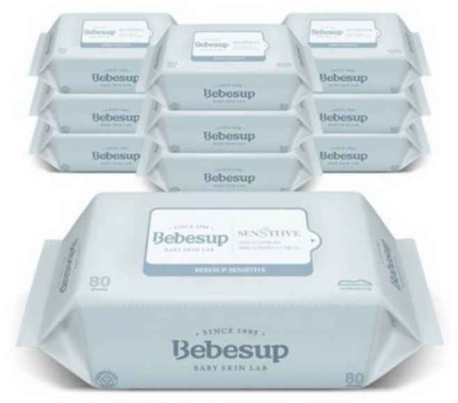 베베숲 센시티브 엠보싱 유아물티슈 리필형, 80개입, 10세트