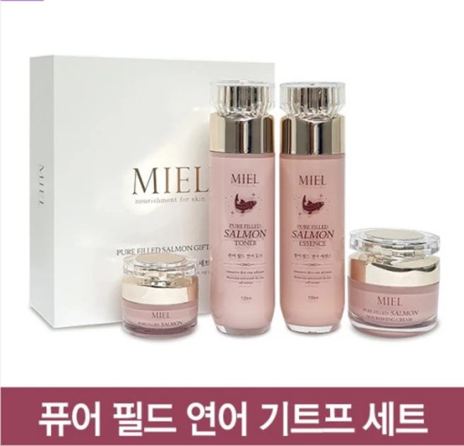 미엘 퓨어 필드 연어 기프트 세트 토너+에센스+아이크림+영양크림+마스크팩10장무료, 1세트 - 쿠팡