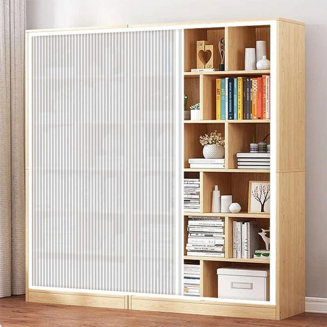 만네 가구 슬라이딩문 수납장 도어 셀프설치 무타공 자바라 책장 중문 방수 가림막 커튼, 1개, 화이트 반차광 (FS-2501)