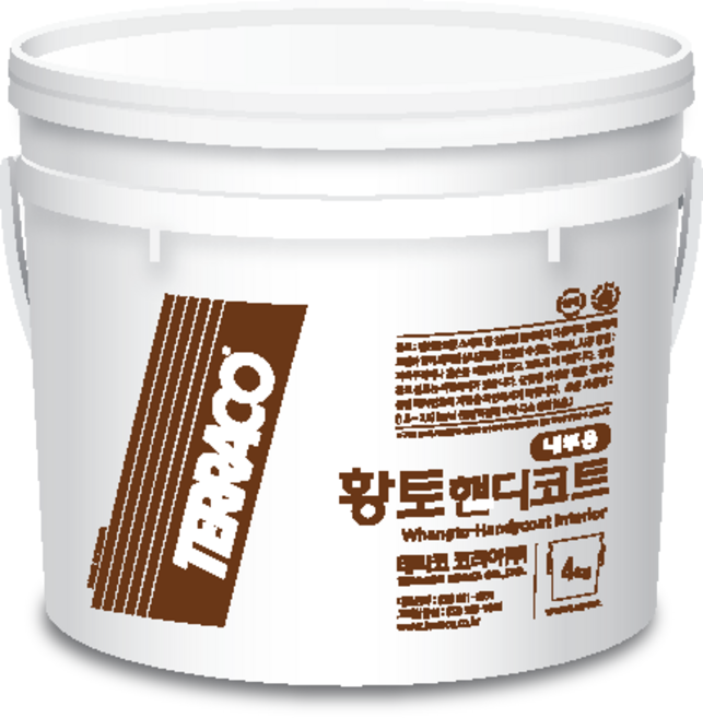 테라코 코리아 황토핸디코트4kg 내부벽면 황토벽 표현, 1개, 황토핸디(실내벽면천장용)4kg