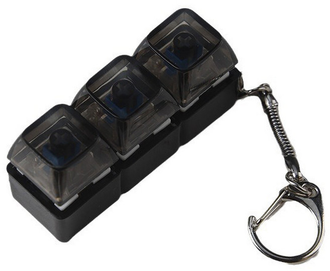 LED 키캡 키링 열쇠고리 RGB 청축 딸깍이 스위치 가방 차키 키링, 1개, 블랙 3구