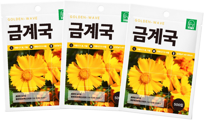 금계국 씨앗 500립 3봉세트 꽃씨 몰 종자 씨, 3개