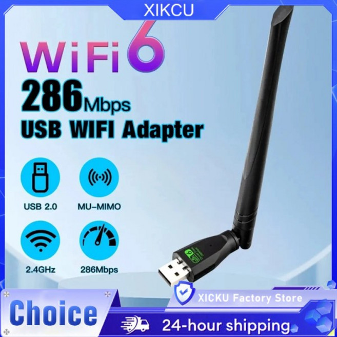 AX286 네트워크 카드 동글 WIFI 6 USB 어댑터 2.4GHz 802.11AX 안테나 신호 수신 노트북용 윈도우 10 11 드