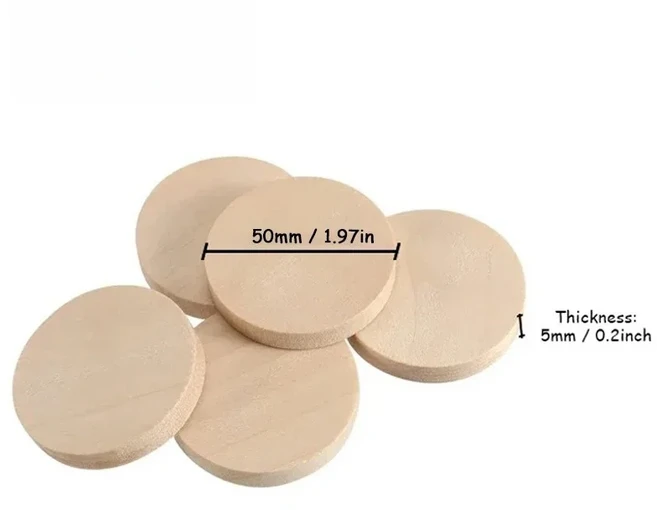 10개 1.5cm 5cm 나무 조각 원형 동전 천연 미완성 디스크 공예용 빈 토큰, 01 10pcs, 07 50mm