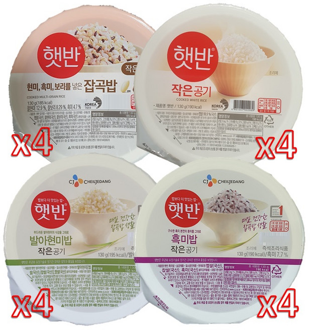 햇반 작은공기 4종 혼합, 16개, 130g
