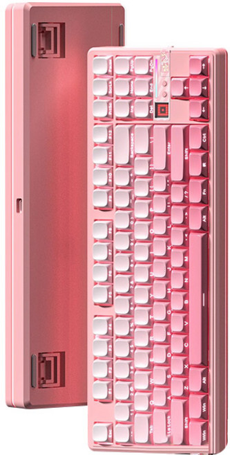 [스마트박스]AULA 독거미 F87Pro V2 기계식키보드 무선 커스텀 3모드 블루투스 컴퓨터 게이밍 전용 측면각인, 카라멜라떼축, 대종사 버전-핑크