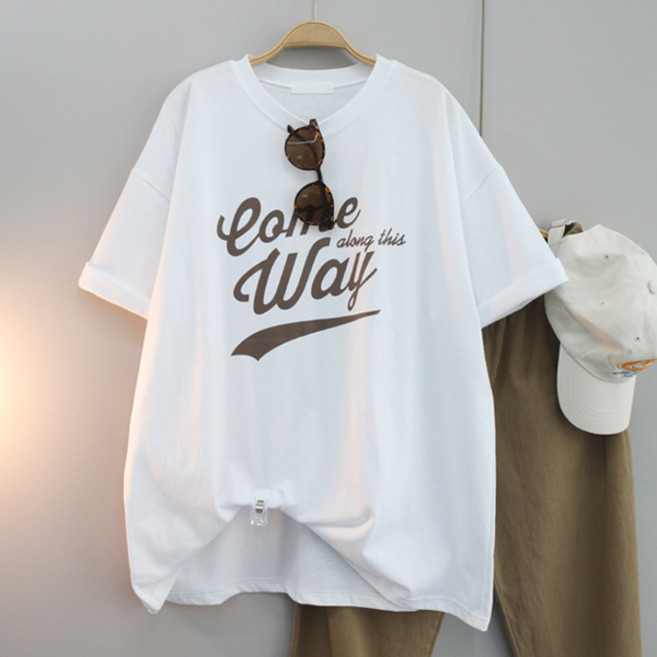 달콩 여성 빅사이즈 루즈핏 Way레터링박스반팔티