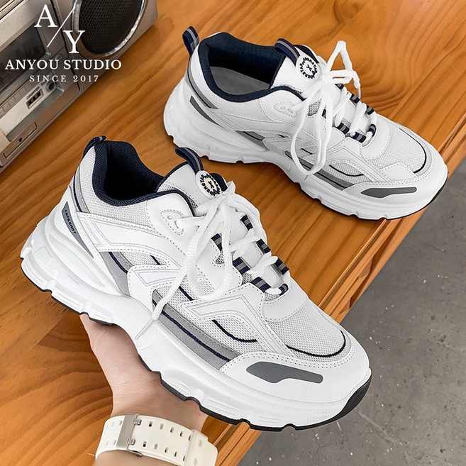 ANYOU 남성 어글리 슈즈 운동화 가벼운 메쉬 통기성 좋은 쿠션 좋은 발편한 캐주얼 스니커즈 데일리 패션 운동화