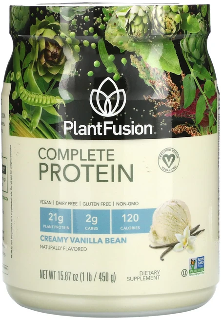 PlantFusion 컴플리트 프로틴 크리미 바닐라 빈 450g(1lb), 1개, 450g - 쿠팡