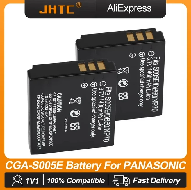 Lumix DMC-FX180 LX1 LX2 LX3 1400mAh 충전 리튬배터리 용 CGA-S005 S005E/DB60/NP70 카메라, 01 2Battery