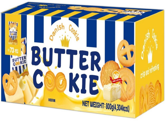 진한 풍미 데니쉬 버터 쿠키 800g 홈카페 대용량 디저트, 1개