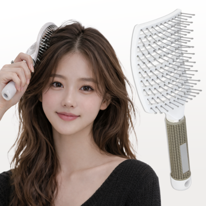 뿌리볼륨 드라이 헤어 브러쉬 브러시 정수리 빗, 1개, 화이트