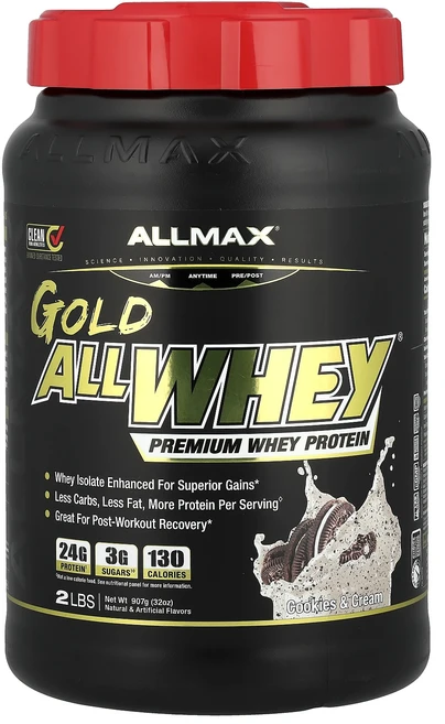 몸관리하세요 겨울입니다 ALLMAX GOLD ALLWHEY® 프리미엄 유청 단백질 쿠키 앤 크림 907g(32oz) 특별관리진행, 907g, 1 - 쿠팡