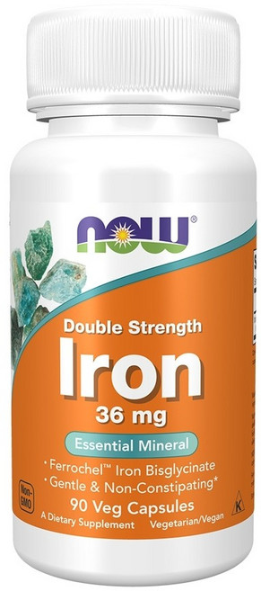 NOW 나우 철분 아이론 Iron 36mg 에센셜 미네랄 90정, 1개