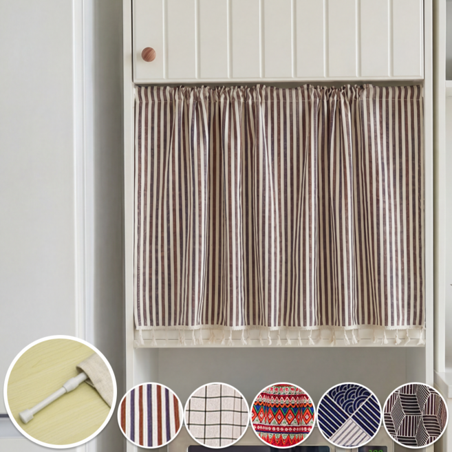 륀레브 5종 전사이즈 봉 포함 커튼 바란스 가리개 중 문 주방 30 40 50 60 70 80 90 100 110 120 130 140 150 160 170 180 190 200