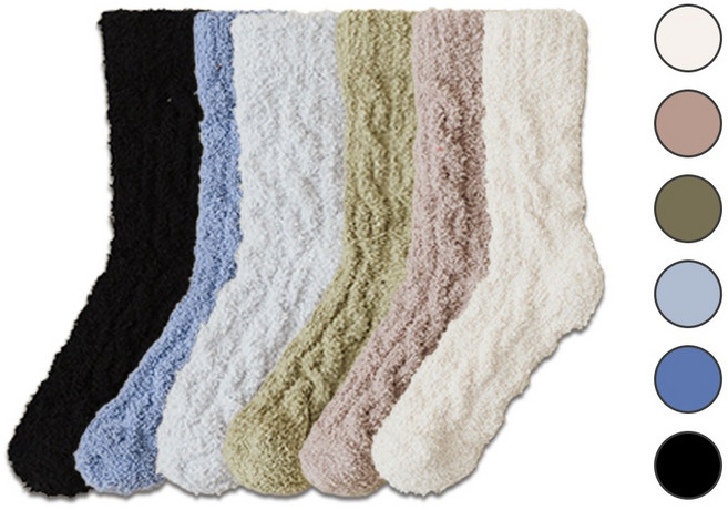 허니데일 꽈배기 따뜻한 장목 데일리 수면양말 6켤레