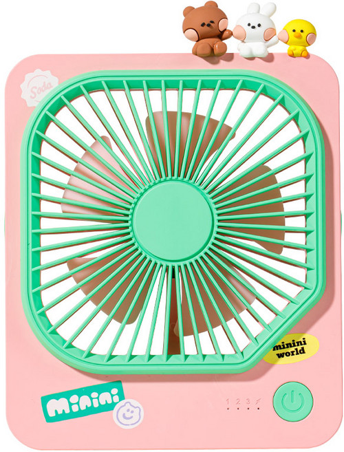 쿨린 라인프렌즈 미니니 무선 미니 탁상용 선풍기, CL-164, 핑크