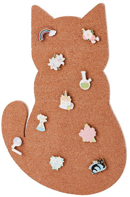 1개 고양이 모양 코르크보드 알림판 소형 게시판 코르크 메모판 배지 수납 코르크보드 30x21.3x0.95cm