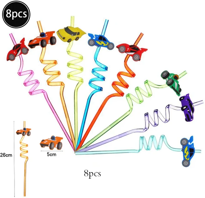 1pc 블랙 화이트 레이싱 식탁보 식기 핫 휠 파티 플래그 체크 무늬 풍선 소년 생일 케이크 토퍼, 01 8pcs