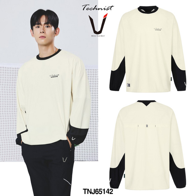 테크니스트 배드민턴 상의 긴팔티 기능성 바람막이 레몬 블랙 TNJ65142 남녀공용