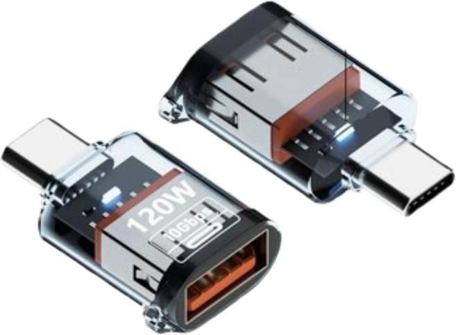 120W 適用於i15/16 U盤傳輸OTG, 1個, Type-C公轉USB母 透明藍色轉接頭, Type-C公轉USB母 透明藍色轉接頭