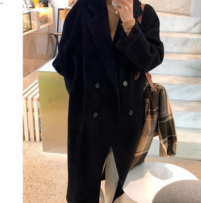 毛呢外套 毛呢大衣 外套大衣 毛呢外套女秋冬新款韓版寬松中長款氣質高級感小個子雙面呢子大衣