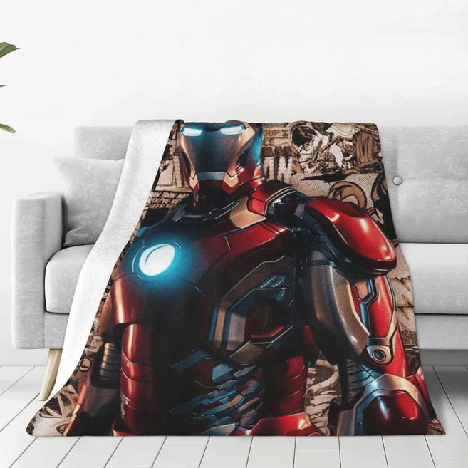 아이언 맨 영화 담요 양털 가을 플란넬 소파 자동차 침구 이불, A. 76x102cm, 11. 12, 1개