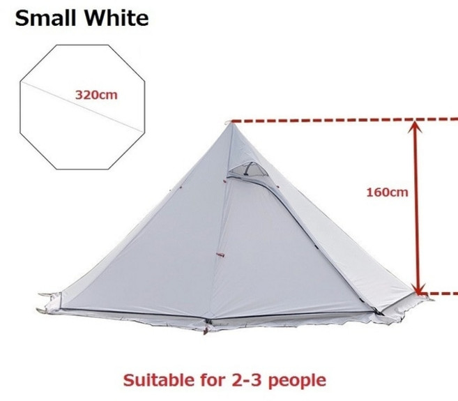 경량 티피텐트 야외 캠핑 난로텐트, Small White