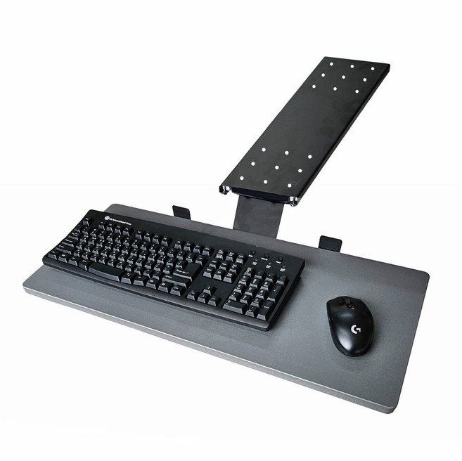 키보드 거치대 슬라이딩 트레이 키보드 받침대 회전 사각형, 메탈, 1개