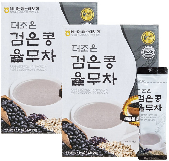 더존건강 더조은 검은콩 율무차, 2개, 36개입, 18g