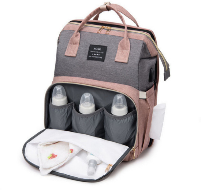 Life Rhythm 다용도 기저귀 가방 백팩 엄마가 편해지는 아기 가방 핑크그레이