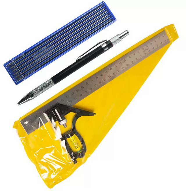 공구PXJ 목공용 스텐 앵글자 수평직각자 이동 콤비네이션 앵글자 +홀더펜, 1세트