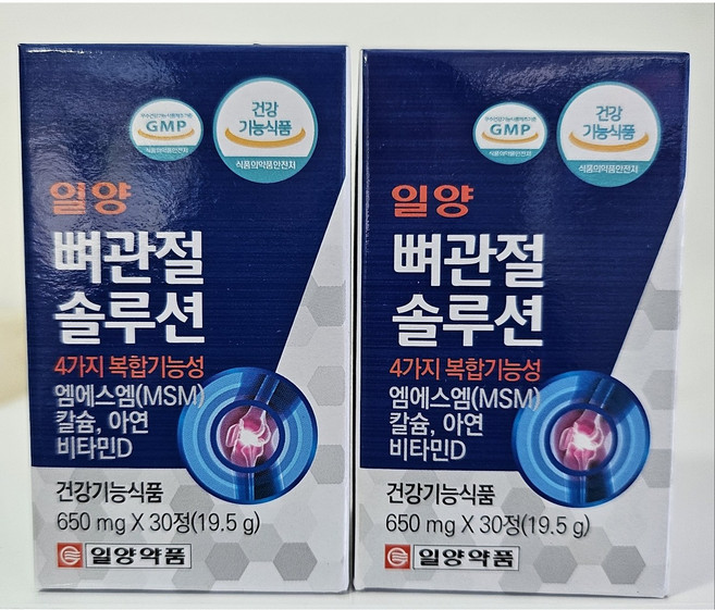 신제품 일양약품 msm 뼈관절솔루션 14일체험분 60정 (효과 좋은 관절 연골 영양제), 30정, 2개