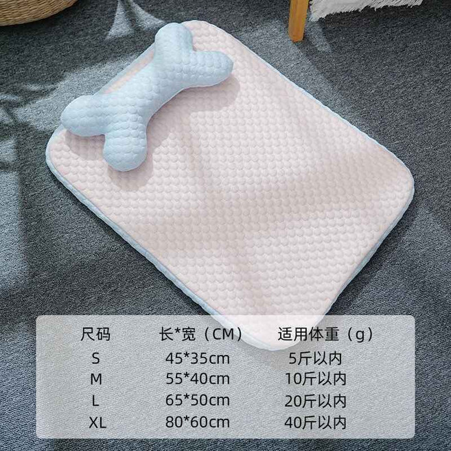 寵物冰絲涼感墊 狗墊 狗睡墊 寵物涼墊 狗涼墊 狗狗涼墊 貓涼墊 寵物涼感墊 狗狗涼感墊 寵物床墊, 1個, 可愛粉,XL【80*60】適用20kg內, 可愛粉