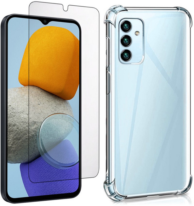 스톤스틸 갤럭시 버디2 M236 액정 보호 강화유리필름 + 투명 범퍼 케이스, 1세트