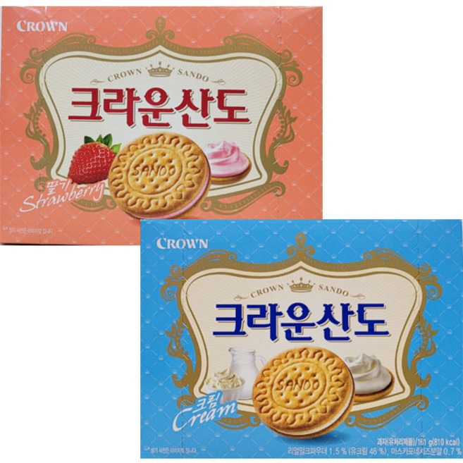 크라운산도 크림 161g + 크라운산도 딸기 161g