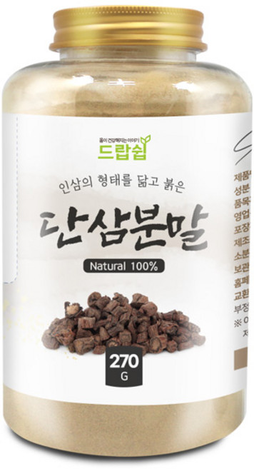 드랍쉽 단삼 분말 중국 270g(통) 단삼차 가루, 270g, 1개