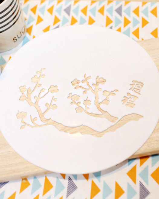 베이킹 스텐실(달밤의 매화) 떡케이크 데코 라떼 쿠키