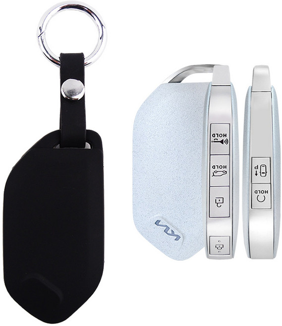 더조은셀러 기아 EV9 6버튼 호환 키링 키케이스 스마트 키홀더 키커버 실리콘 key 96, Key-96, 블랙